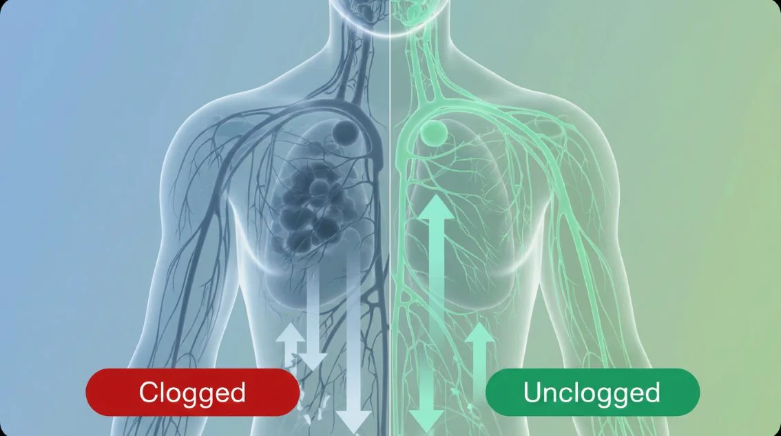 Clogged versus unclogged lymphatic flow